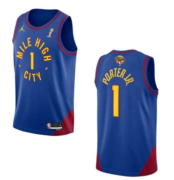 Men%27s Denver Nuggets #1 Michael Porter Jr. Blue 2023 Finals Champions Statement Edition Stitched Basketball Jersey->denver nuggets->NBA Jersey
